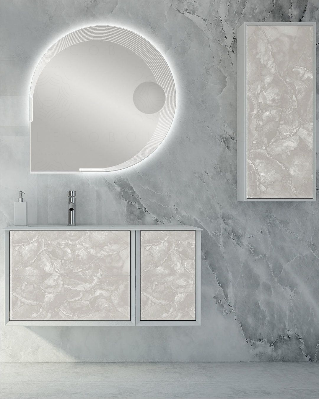 Mobile bagno Vittoria cm 106 light onice con lavabo in resina rigenerabile Mobile bagno Vittoria cm 106 light onice con lavabo in resina rigenerabile