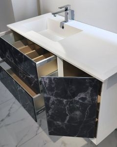Mobile bagno Vittoria cm 106 black stone con lavabo in resina rigenerabile