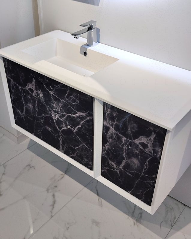 Mobile bagno Vittoria cm 106 black stone con lavabo in resina rigenerabile Mobile bagno Vittoria cm 106 black stone con lavabo in resina rigenerabile