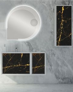 Mobile bagno Vittoria cm 106 black  & gold stone con lavabo in resina rigenerabile