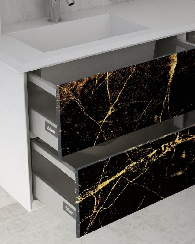 Mobile bagno Vittoria cm 106 black & gold stone con lavabo in resina rigenerabile Mobile bagno Vittoria cm 106 black & gold stone con lavabo in resina rigenerabile