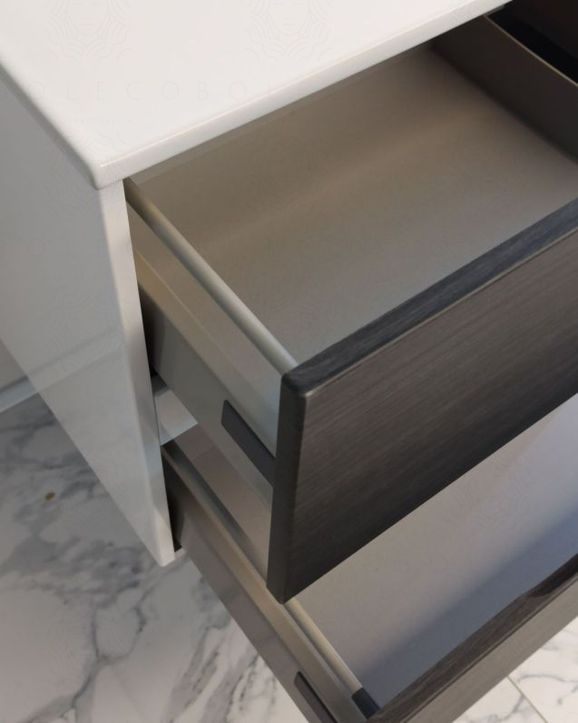Mobile bagno sospeso Noa 80 cm larice scuro e lavabo in ceramica