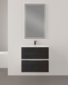 Mobile bagno sospeso Noa 60 cm larice chiaro e lavabo in ceramica