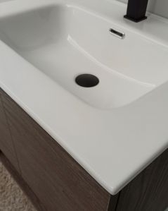 Mobile bagno sospeso Zoe 60 cm rovere scuro con ante e vano a giorno