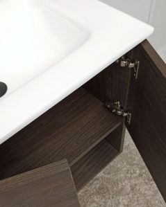 Mobile bagno sospeso Zoe 60 cm rovere scuro con ante e vano a giorno