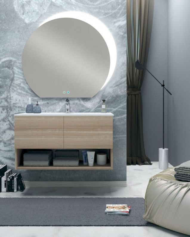 Mobile bagno sospeso Zoe cm.100 rovere segato con ante e lavabo