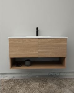 Mobile bagno sospeso Zoe cm.100 rovere segato con ante e lavabo