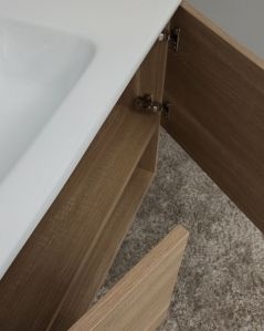 Mobile bagno sospeso Zoe 100 cm rovere segato con specchio contenitore led