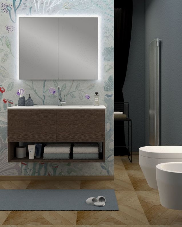 Mobile bagno sospeso Zoe cm.100 con specchio contenitore led Mobile bagno sospeso Zoe cm.100 con specchio contenitore led