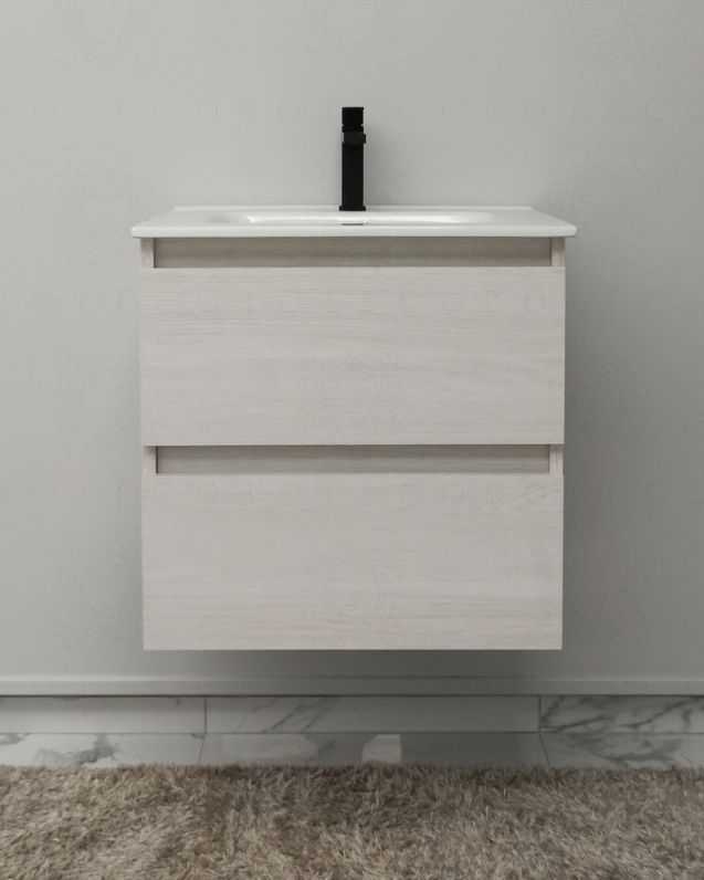 Mobile bagno sospeso cm 60  rovere bianco con cassetti - Imperial