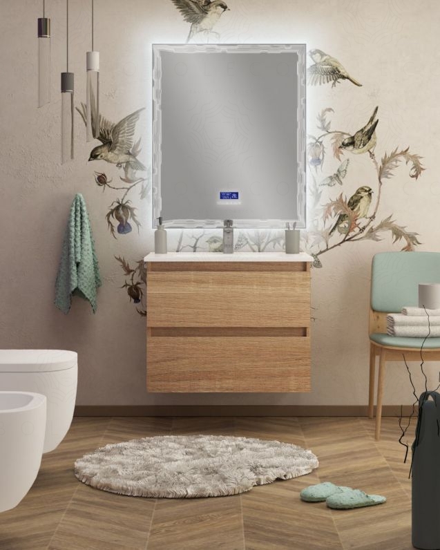 Mobile bagno sospeso moderno Imperial rovere segato  74 cm