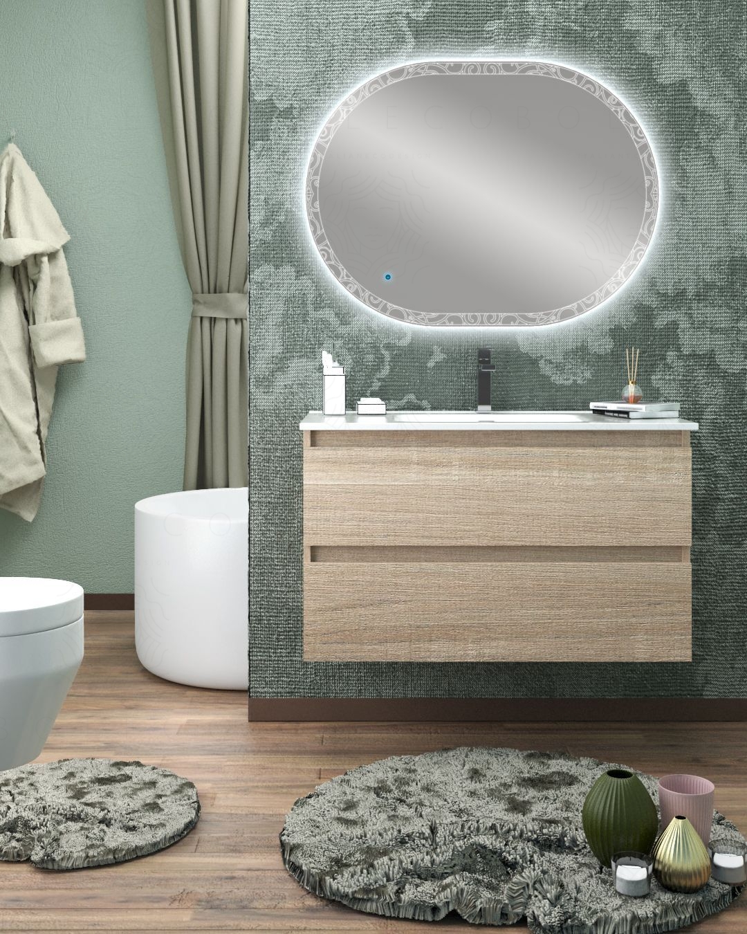 Mobile bagno sospeso Imperial 100 cm rovere segato Mobile bagno sospeso Imperial 100 cm rovere segato