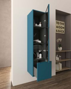 Colonna da bagno cm 35x150 blu avio con 1 anta e 1 cassetto