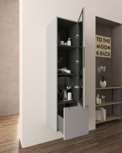 Colonna da bagno cm 35x150 grigio medio con 1 anta e 1 cassetto