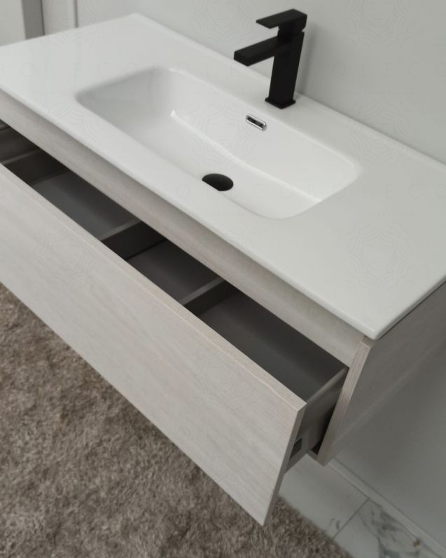 Mobile bagno sospeso Giava rovere bianco cm 100 Mobile bagno sospeso Giava rovere bianco cm 100