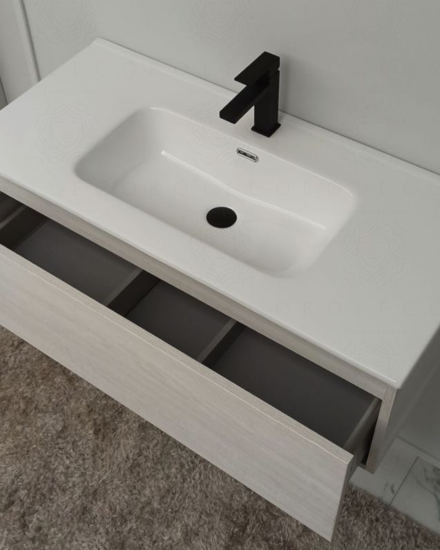 Mobile bagno sospeso Giava rovere bianco cm 100 Mobile bagno sospeso Giava rovere bianco cm 100