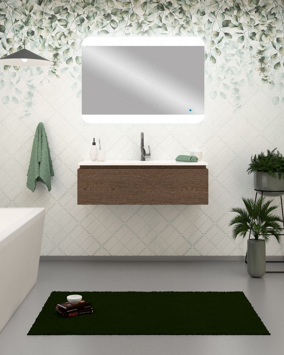 Mobile bagno sospeso Giava rovere scuro cm 100 Mobile bagno sospeso Giava rovere scuro cm 100