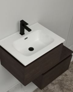 Mobile bagno sospeso Giava rovere scuro con cassettiera - cm 90