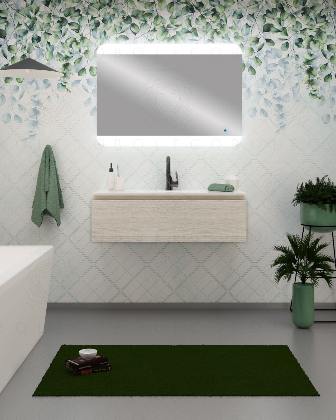 Mobile bagno sospeso Giava rovere bianco cm 100 Mobile bagno sospeso Giava rovere bianco cm 100