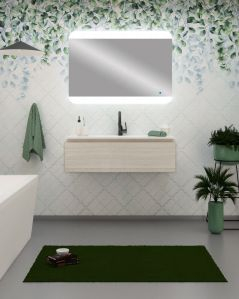 Mobile bagno sospeso Giava rovere bianco cm 100