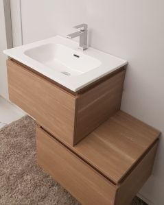 Mobile bagno sospeso Giava rovere segato con cassettiera - cm 90