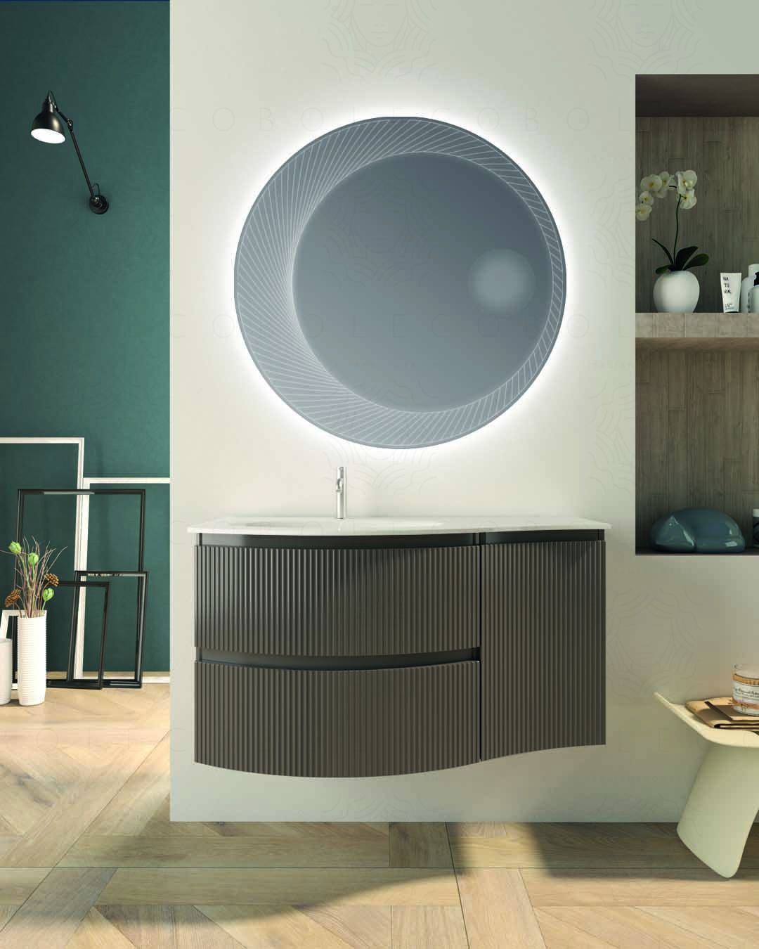 Mobile bagno sospeso 105 cm Greta grigio vulcano con lavabo in Mobile bagno sospeso 105 cm Greta grigio vulcano con lavabo in