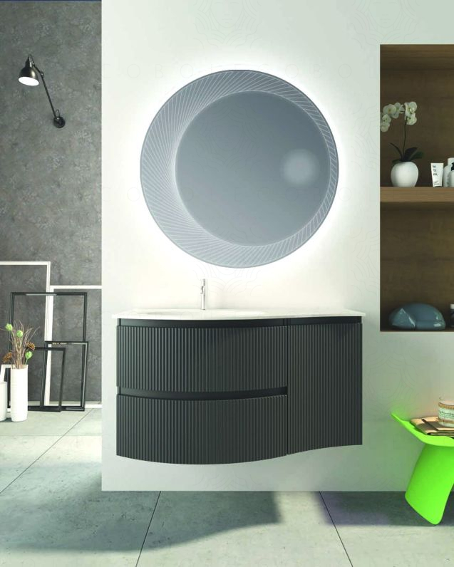 Mobile bagno sospeso 105 cm Greta lavagna con lavabo in resina Mobile bagno sospeso 105 cm Greta lavagna con lavabo in resina
