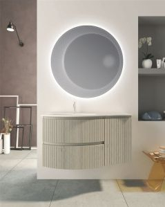 Mobile bagno sospeso 105 cm Greta rovere grigio con lavabo in