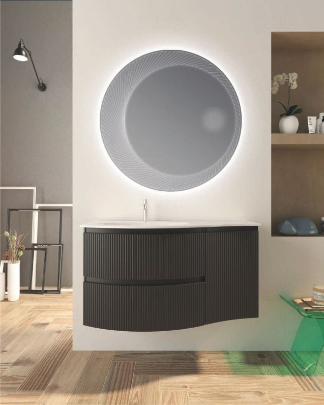 Mobile bagno sospeso 105 cm Greta nero opaco con lavabo in Mobile bagno sospeso 105 cm Greta nero opaco con lavabo in