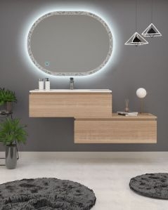 Mobile bagno sospeso Giava rovere segato con cassettiera - 150 cm