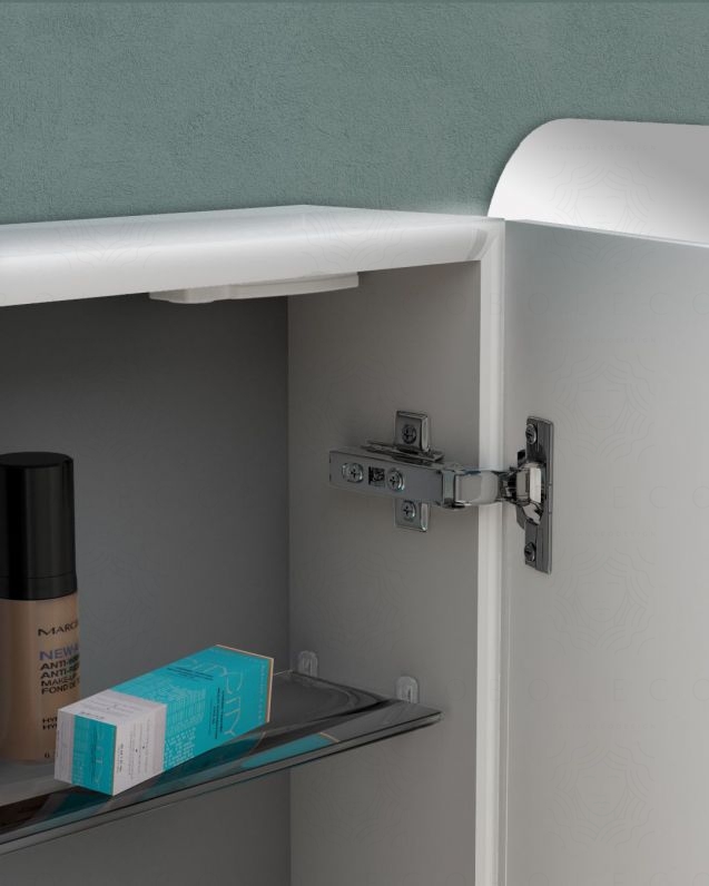 Mobile bagno sospeso Giava rovere segato con cassettiera, 90 cm e specchio contenitore led