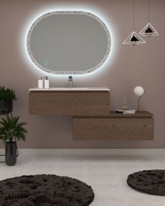 Mobile bagno sospeso Giava rovere scuro con cassettiera - 150 cm
