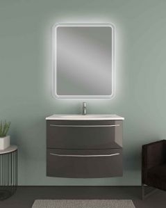 Mobile bagno sospeso Giulia antracite lucido cm 74 con lavabo in ceramica