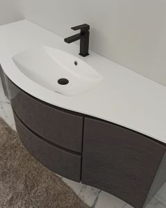 Mobile bagno sospeso Greta 140 antracite lucido e lavabo in