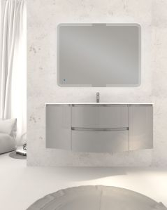 Mobile bagno sospeso Greta 140 grigio lucido e lavabo in resina