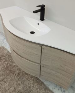 Mobile bagno sospeso Greta 140 rovere grigio e lavabo in resina