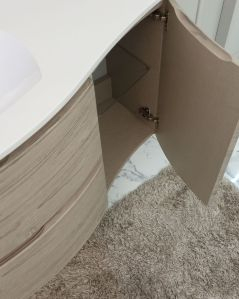 Mobile bagno sospeso Greta 140 rovere grigio e lavabo in resina