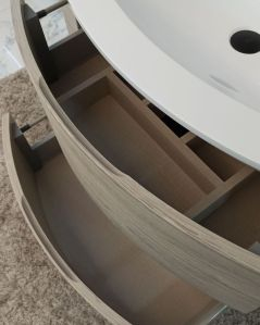 Mobile bagno sospeso Greta 140 rovere grigio e lavabo in resina