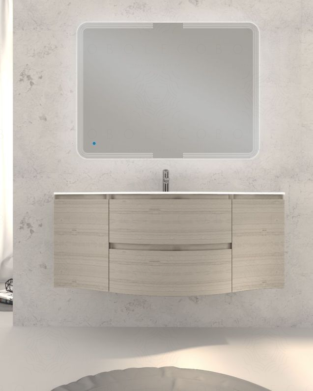 Mobile bagno sospeso Greta 140 rovere grigio e lavabo in resina