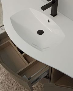 Mobile bagno sospeso Greta 140 grigio vulcano e lavabo in resina
