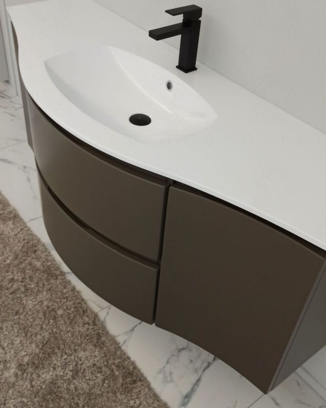 Mobile bagno sospeso Greta 140 grigio vulcano e lavabo in resina