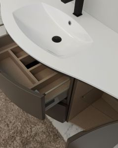 Mobile bagno sospeso Greta 140 grigio vulcano e lavabo in resina