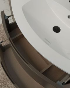 Mobile bagno sospeso Greta 140 grigio vulcano e lavabo in resina