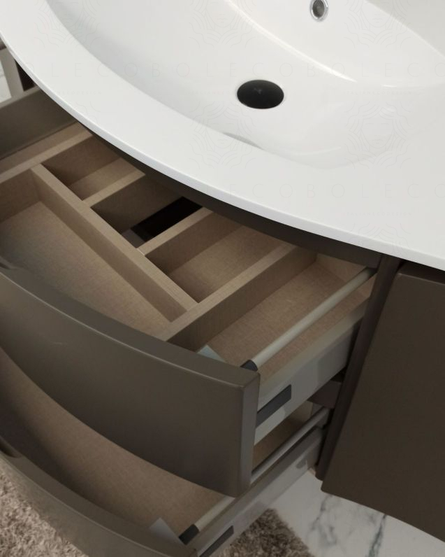 Mobile bagno sospeso Greta 140 grigio vulcano e lavabo in resina