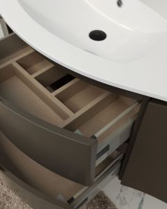 Mobile bagno sospeso Greta 140 grigio vulcano e lavabo in resina