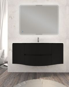 Mobile bagno sospeso Greta 140 nero opaco e lavabo in resina