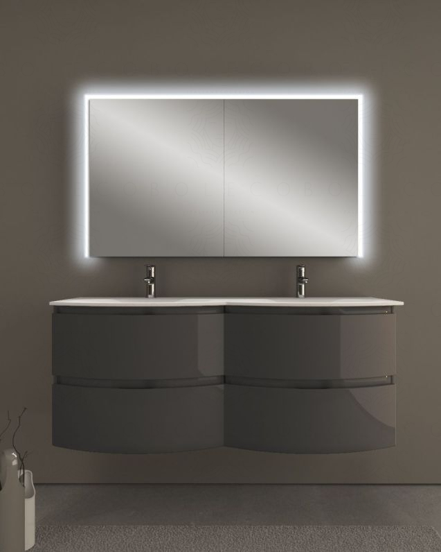Mobile bagno sospeso Greta antracite lucido cm 140 con doppio