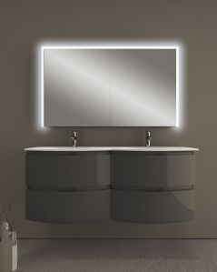 Mobile bagno sospeso Greta antracite lucido cm 140 con doppio