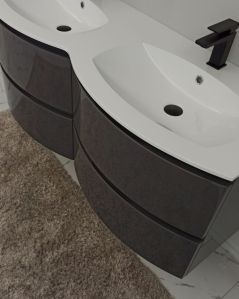 Mobile bagno sospeso Greta antracite lucido cm 140 con doppio