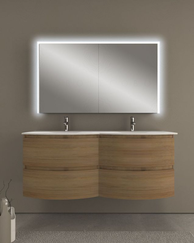 Mobile bagno sospeso Greta rovere naturale cm 140 con doppio